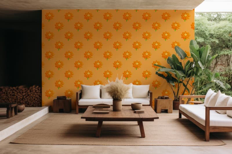 Eternal Ember Bloom Wallpaper Mural shown in a room