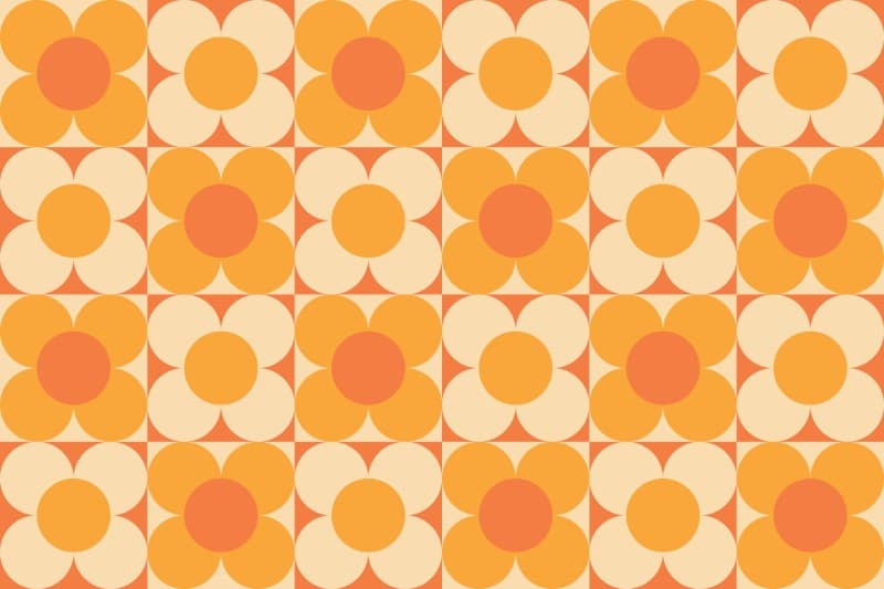 Sun-Kissed Orange Floral Haven Wallpaper Mural pattern detail