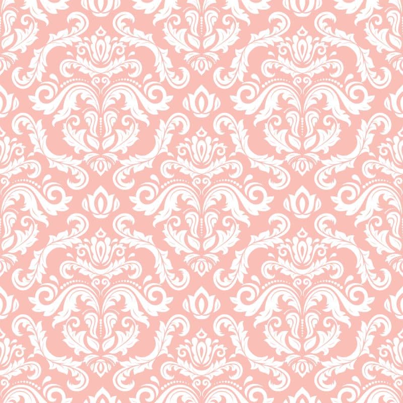 Arabesque Pink Rosette Damask Wallpaper Mural pattern detail