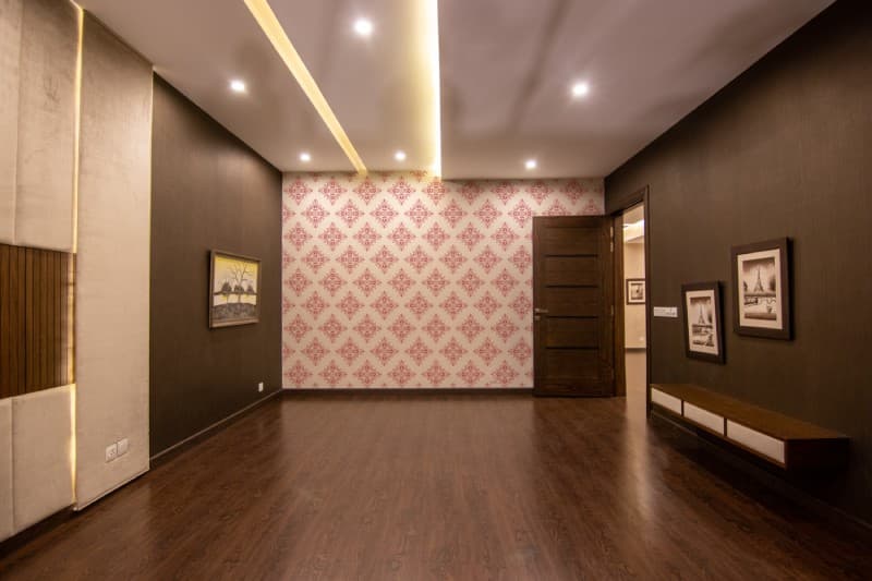 Blossom Whimsy Damask Wallpaper Mural shown in a room