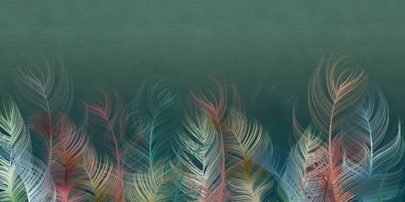 Emerald Featherscape Wallpaper Mural pattern detail