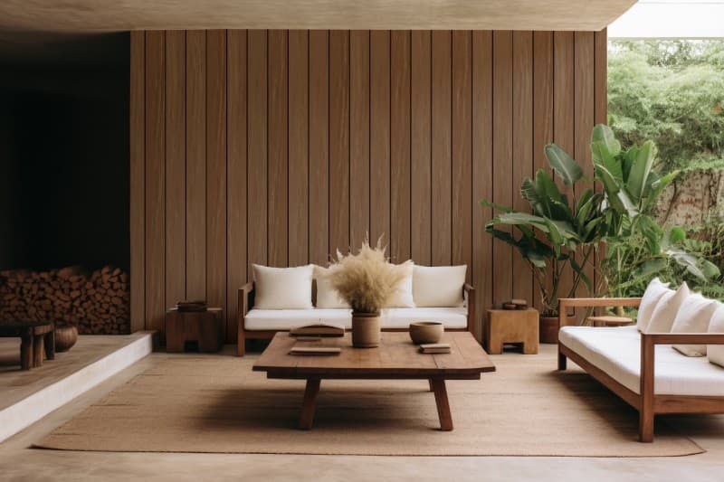 Brown Wood Stripe Texture Wallpaper Mural shown in a room