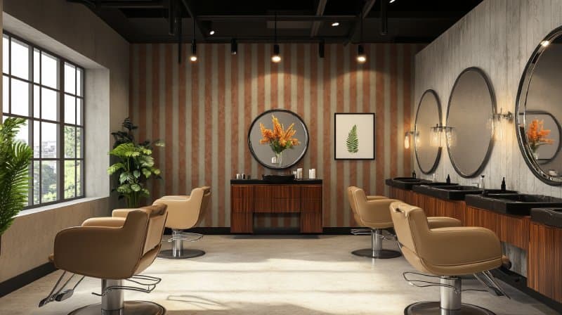 Grunge Brown Stripe Vibe Wallpaper Mural shown in a room
