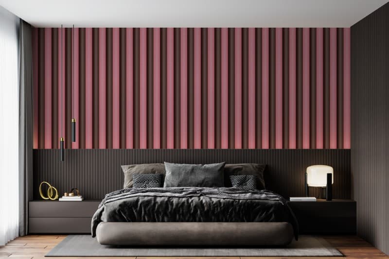 Modern Pink and Brown Wallpaper Mural shown in a room