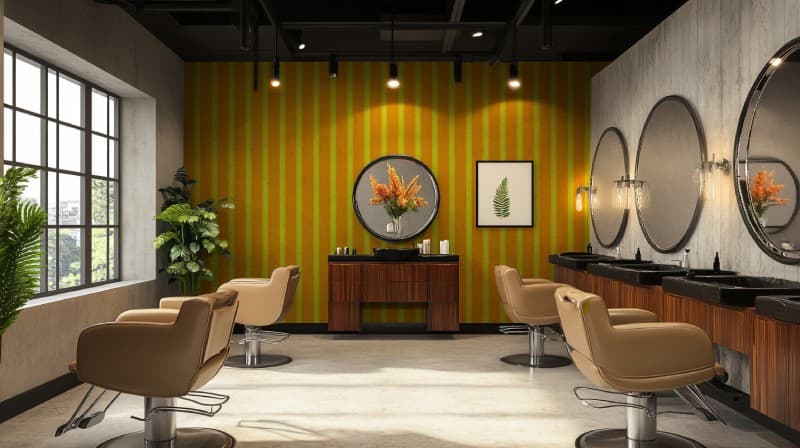 Bright Horizon Stripes Wallpaper Mural shown in a room
