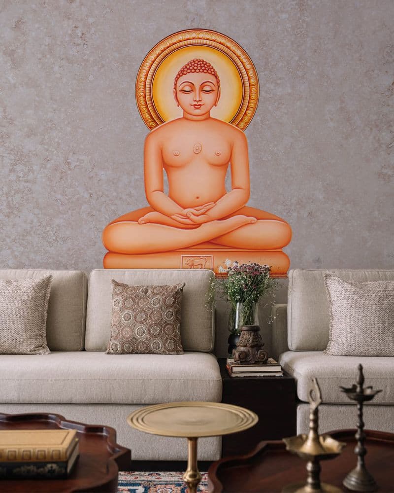 The Serenity of Mahavir Bhagwan shown in a room