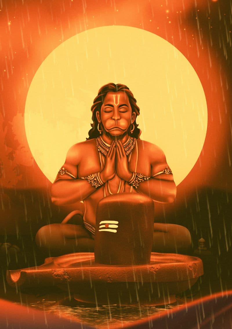 Rudra Avatar, Ram Bhakt Hanuman Wallpaper Mural pattern detail