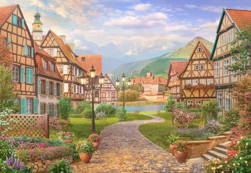 Bavarian Alps Mountain Landscape Mural pattern detail