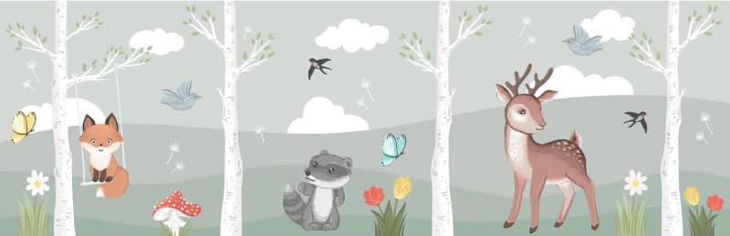 Furry Forest Tales Wallpaper Mural pattern detail