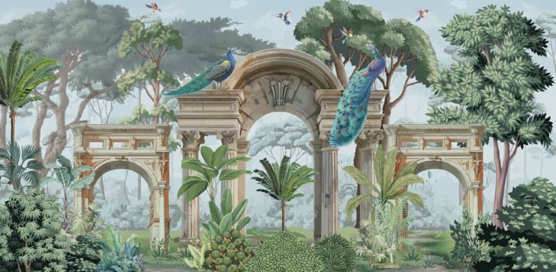 Heritage Indian Garden Mural Wallpaper pattern detail