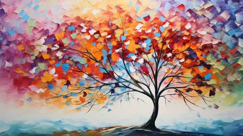 The Painted Tree Wallpaper Mural pattern detail