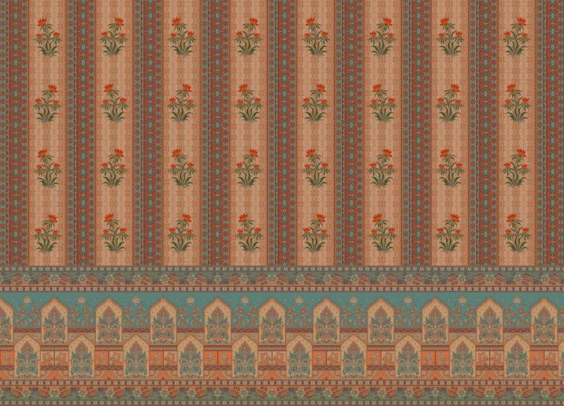 Vibrant Paisley Blooms Patterned Wallpaper pattern detail