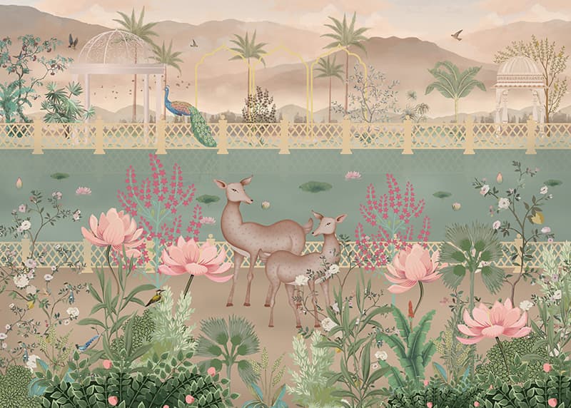 Van-angan, Serene Nature-Rich Wallpaper Mural, Customized pattern detail