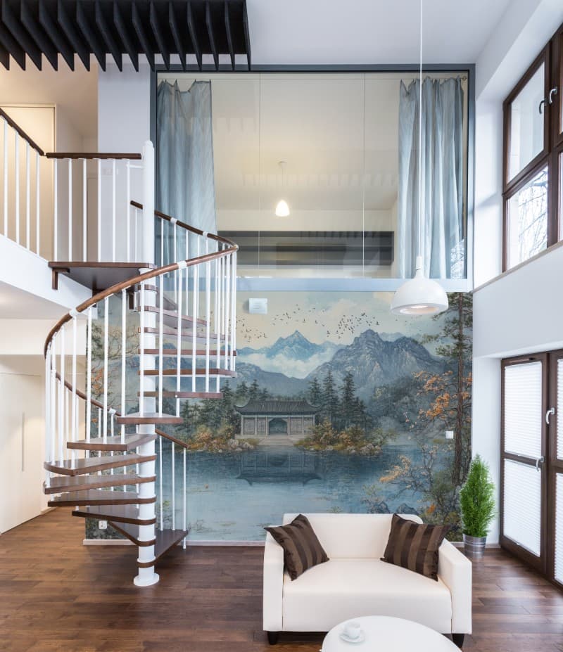 Meghvan, Asian Landscape Wallpaper Mural shown in a room