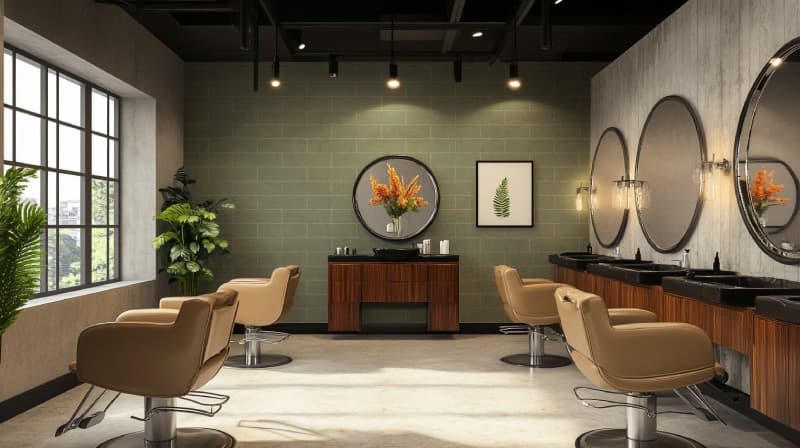 Sage Green Bricks Wallpaper Mural shown in a room