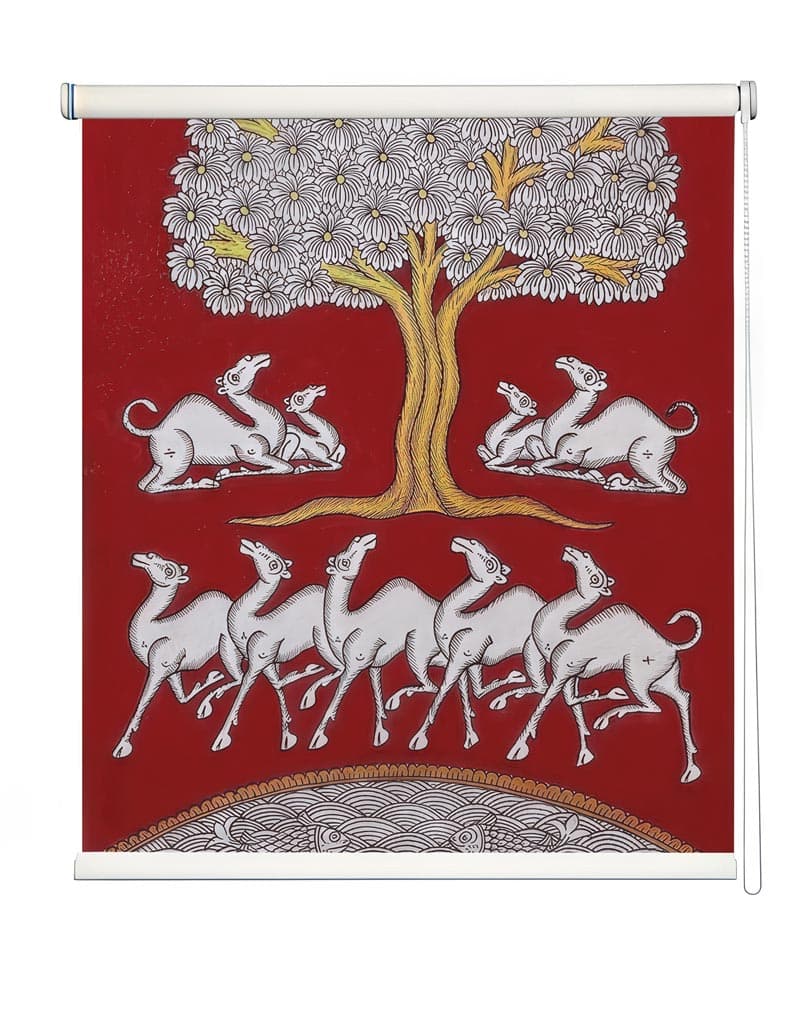 Folk Art Tree of Life Roller Blinds shown in a room