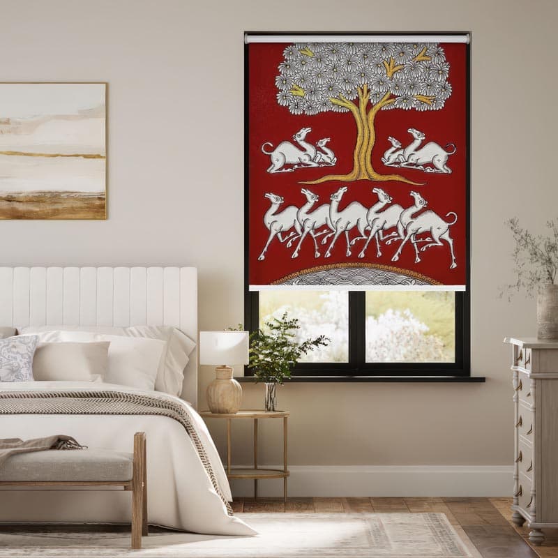 Folk Art Tree of Life Roller Blinds pattern detail