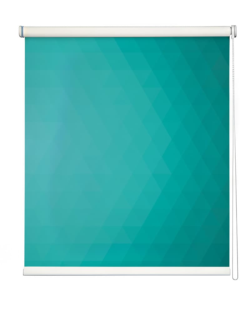 Modern Turquoise Light Control Roller Blind shown in a room
