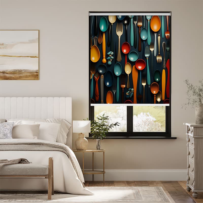 Spoon Themed 3D Effect Roller Blinds pattern detail