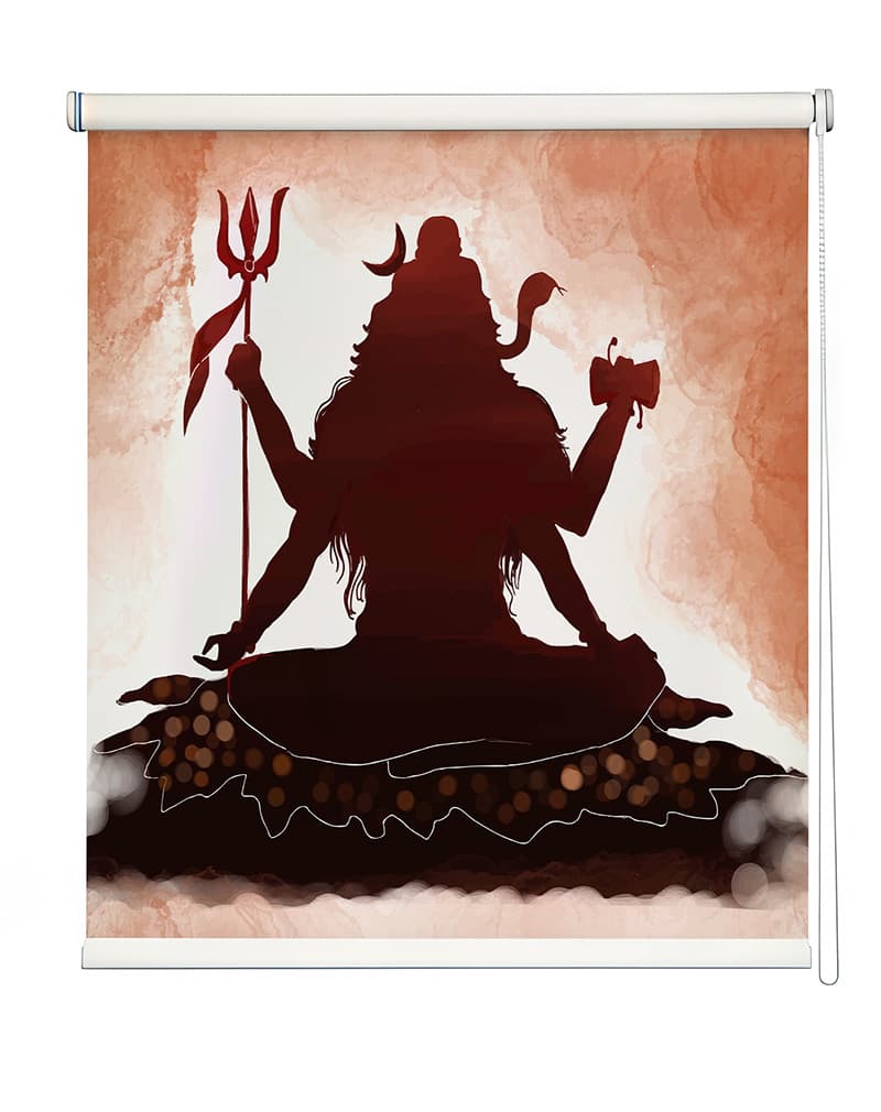 Shiv Sambhu Pooja Room Roller Blinds shown in a room