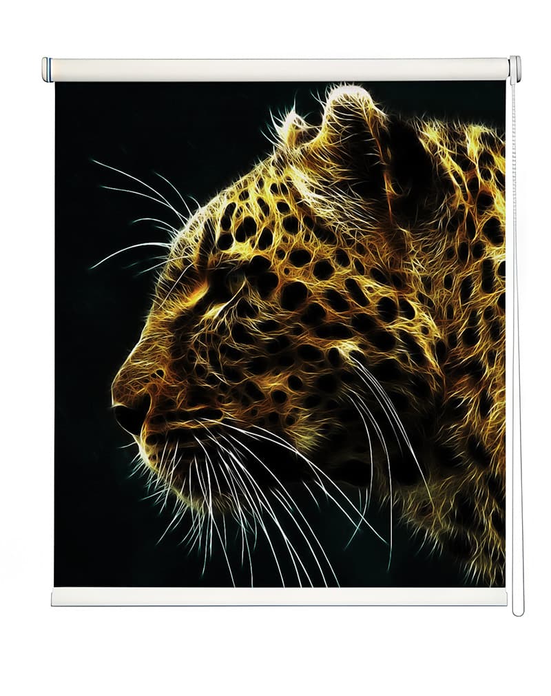 Radiant Leopard Roller Blinds shown in a room