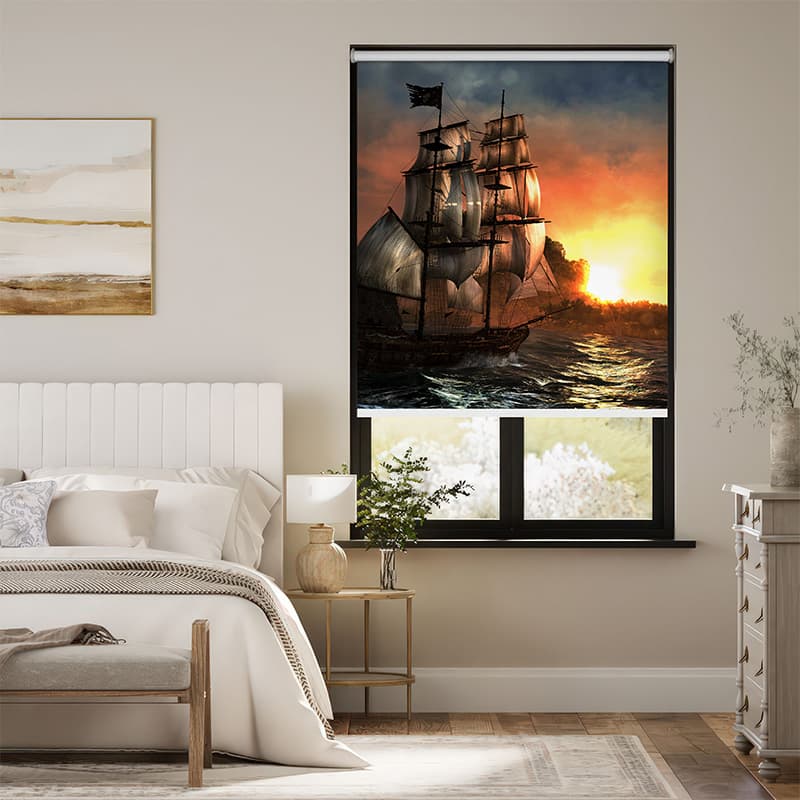 The Voyage Ship Painting Roller Blinds pattern detail