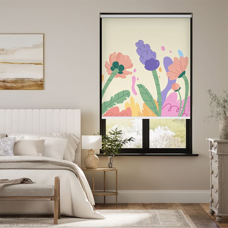Soothing Floral Art Roller Blinds pattern detail