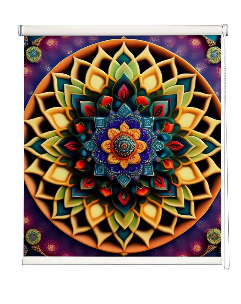 Mandala Style Roller Blinds shown in a room