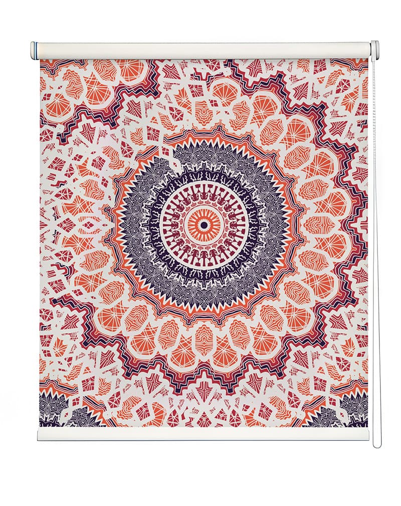 Intricate Mandala Design Roller Blinds shown in a room