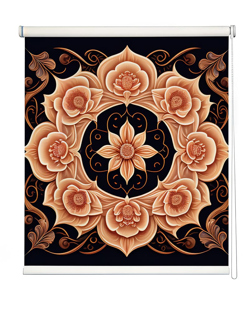 Floral Mandala Roller Blinds shown in a room