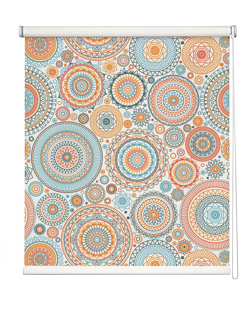 Traditional Mandala Roller Blinds shown in a room