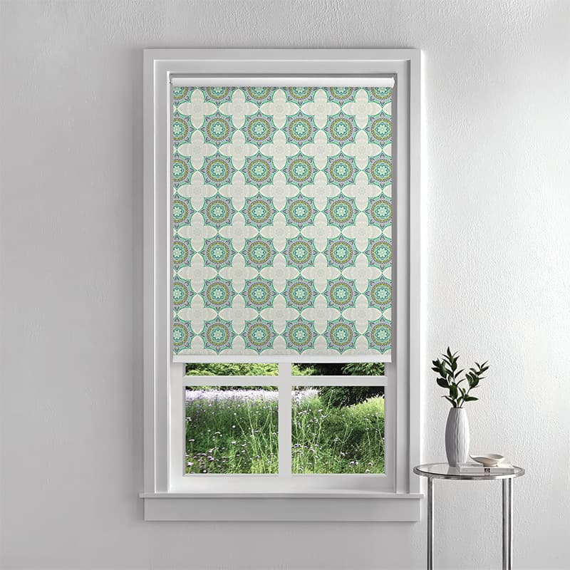 Green Mandala Roller Blinds pattern detail