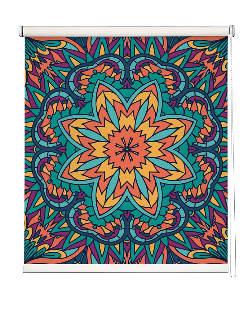 Meditative Mandala Art Roller Blinds shown in a room
