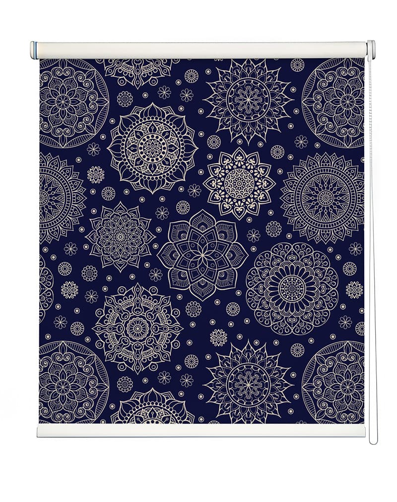 Serene Symmetry Mandala Art Roller Blinds shown in a room