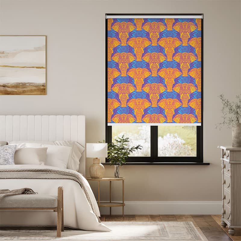 Indian Art Style Elephant Roller Blinds pattern detail