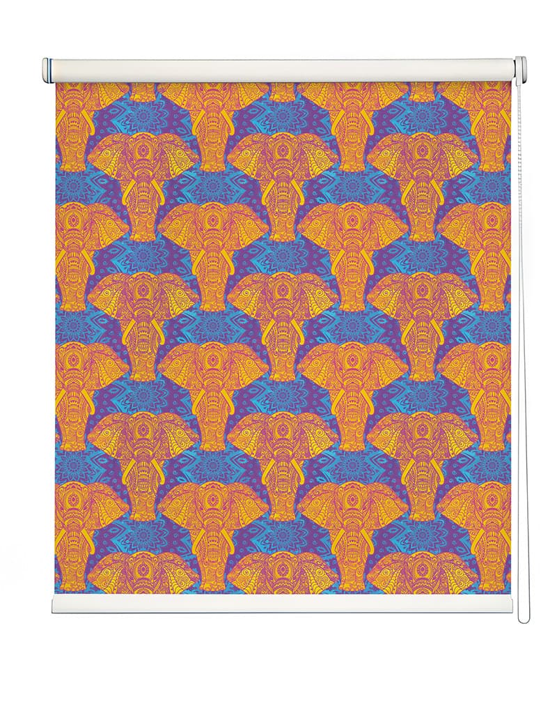 Indian Art Style Elephant Roller Blinds shown in a room