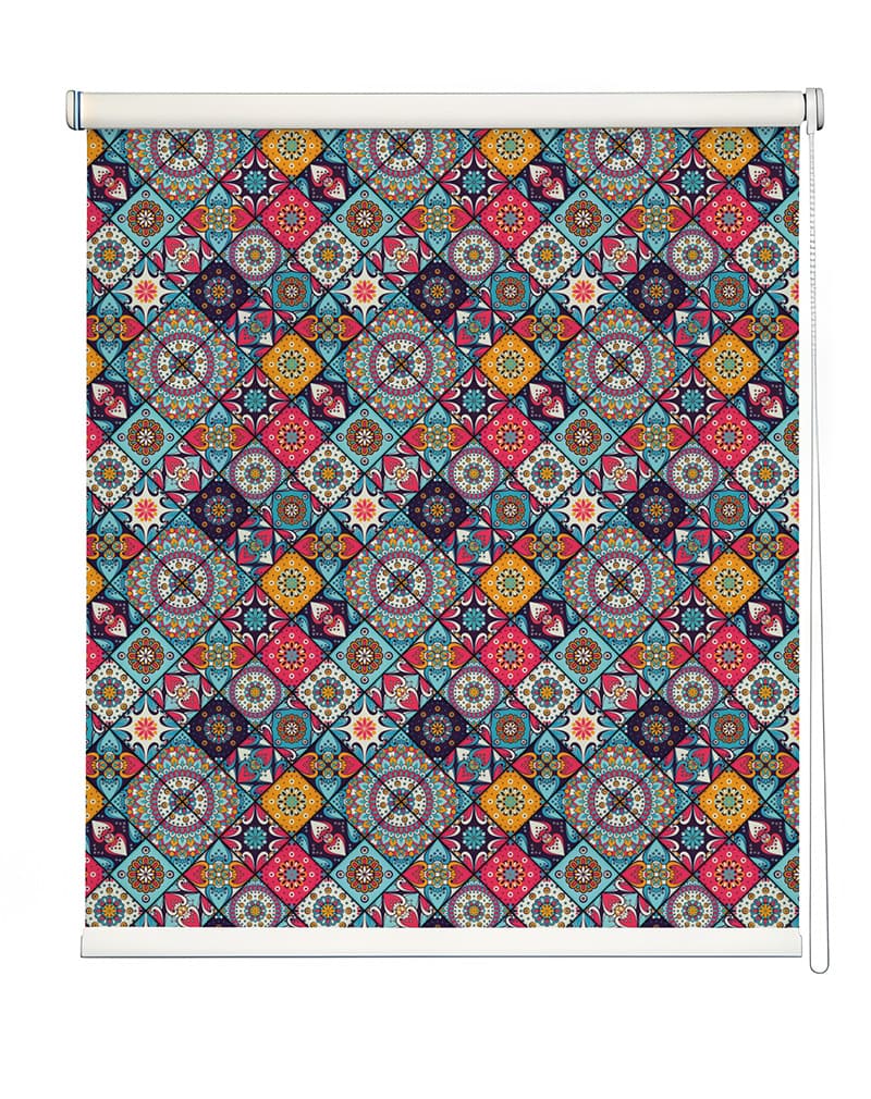 Decorative Patchwork Roller Blinds shown in a room
