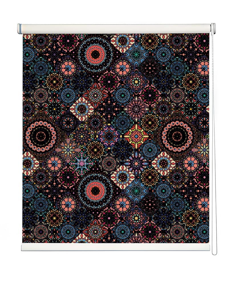 Kaleido-Mandala Roller Blinds shown in a room