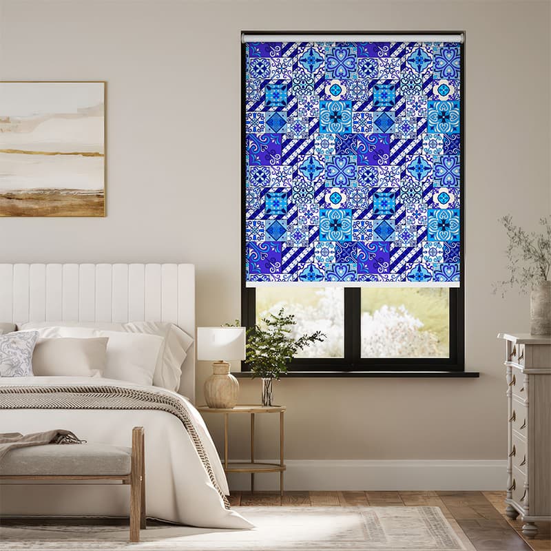 Azure Mosaic Effect Roller Blinds pattern detail