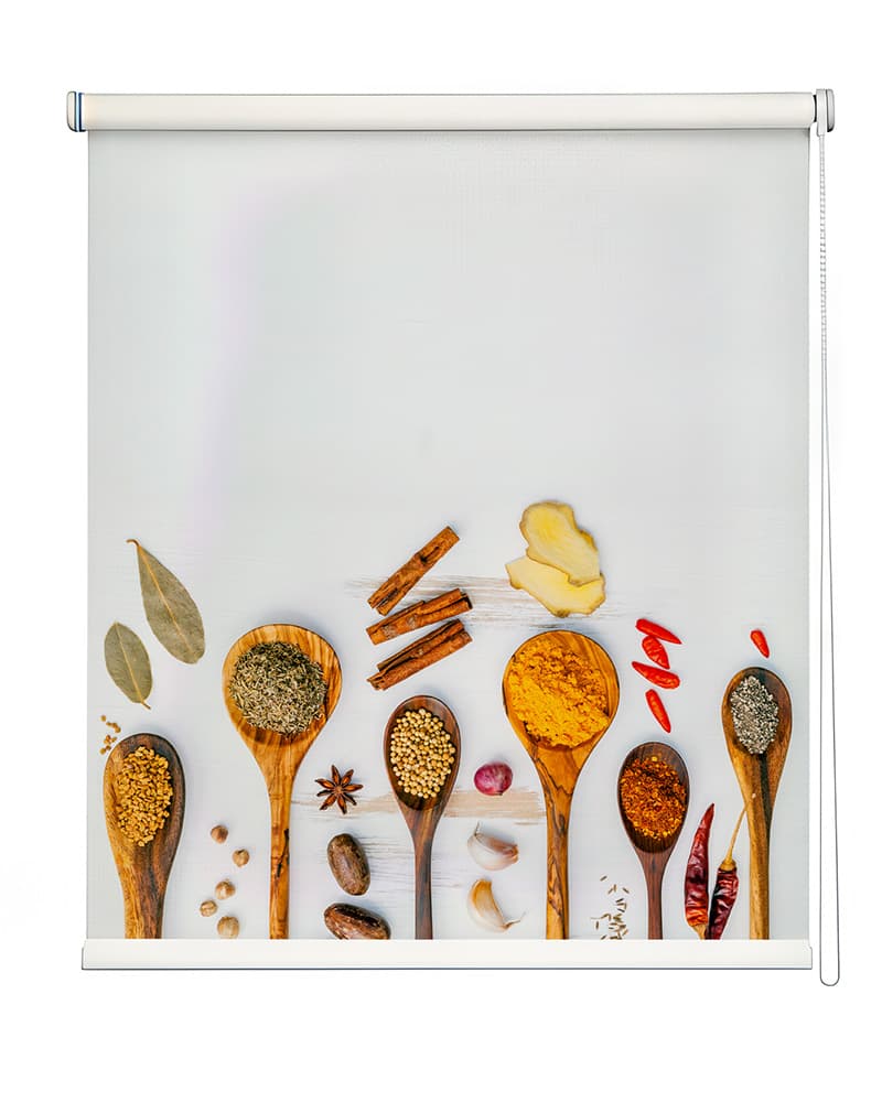 Spiced Spoons Roller Blinds shown in a room
