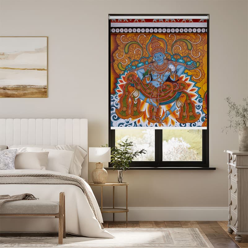Kerala Mural Art Roller Blind pattern detail