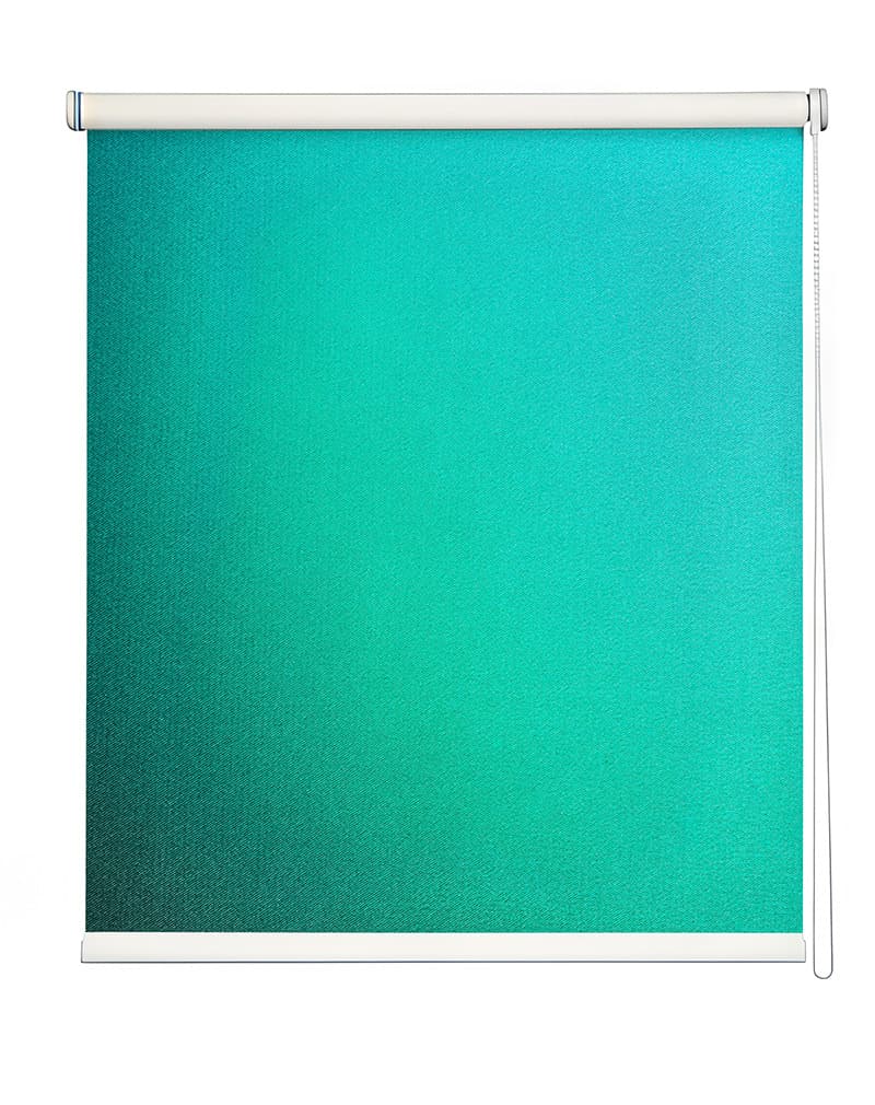 Lagoon Gradient Teal Roller Blind shown in a room