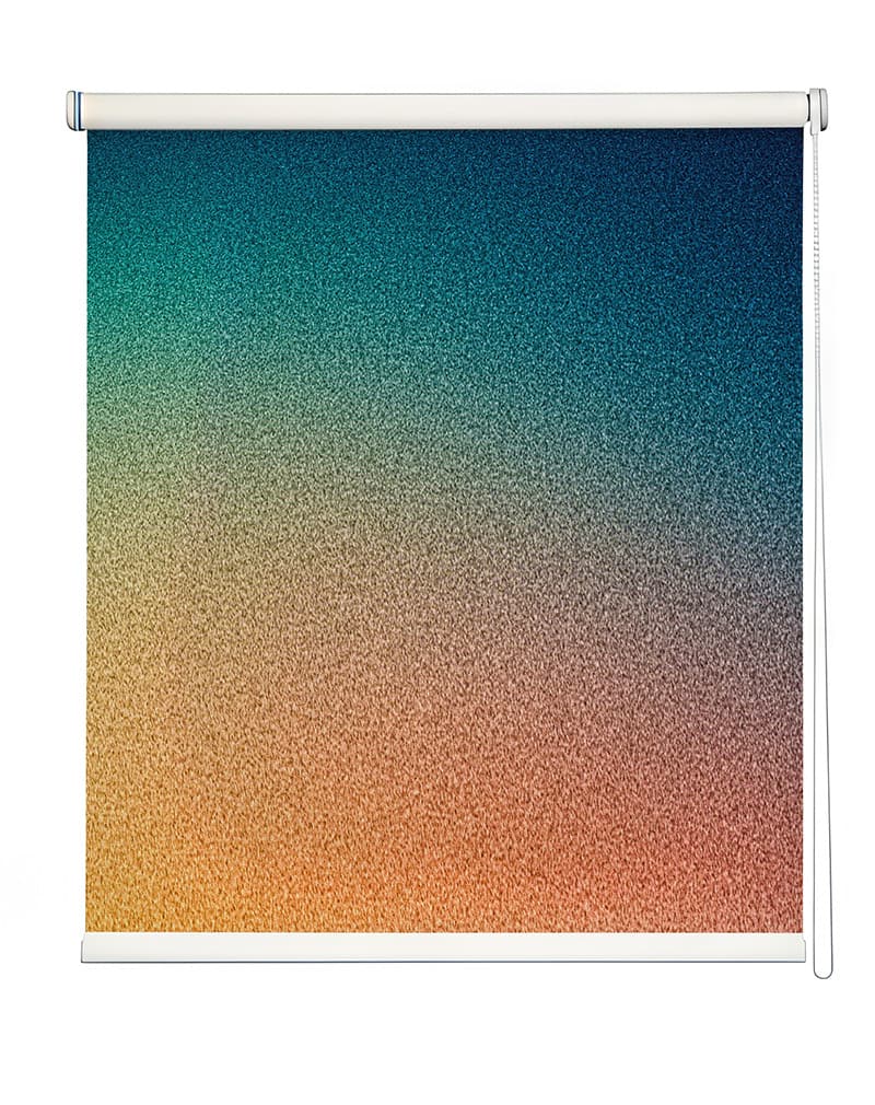 Teal Orange Gold Ombre Gradient Roller Blind shown in a room