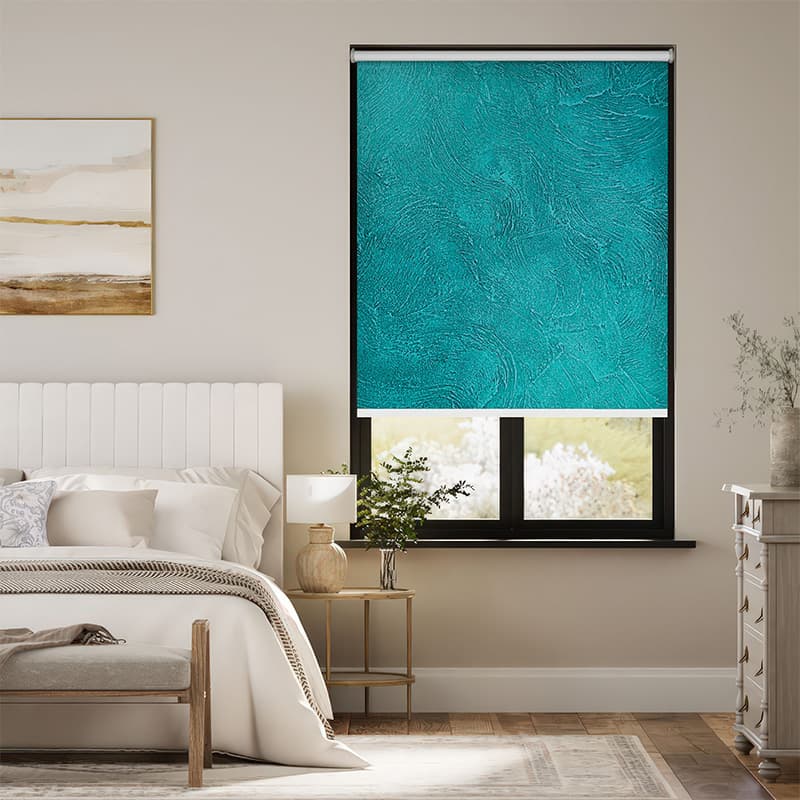 Textured Teal Roller Blind pattern detail