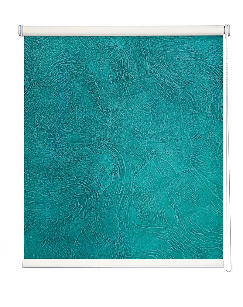 Textured Teal Roller Blind shown in a room