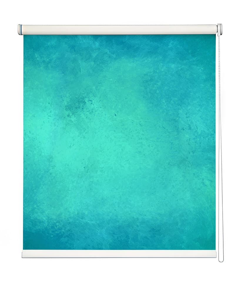 Artistic Aqua Wash Roller Blind shown in a room