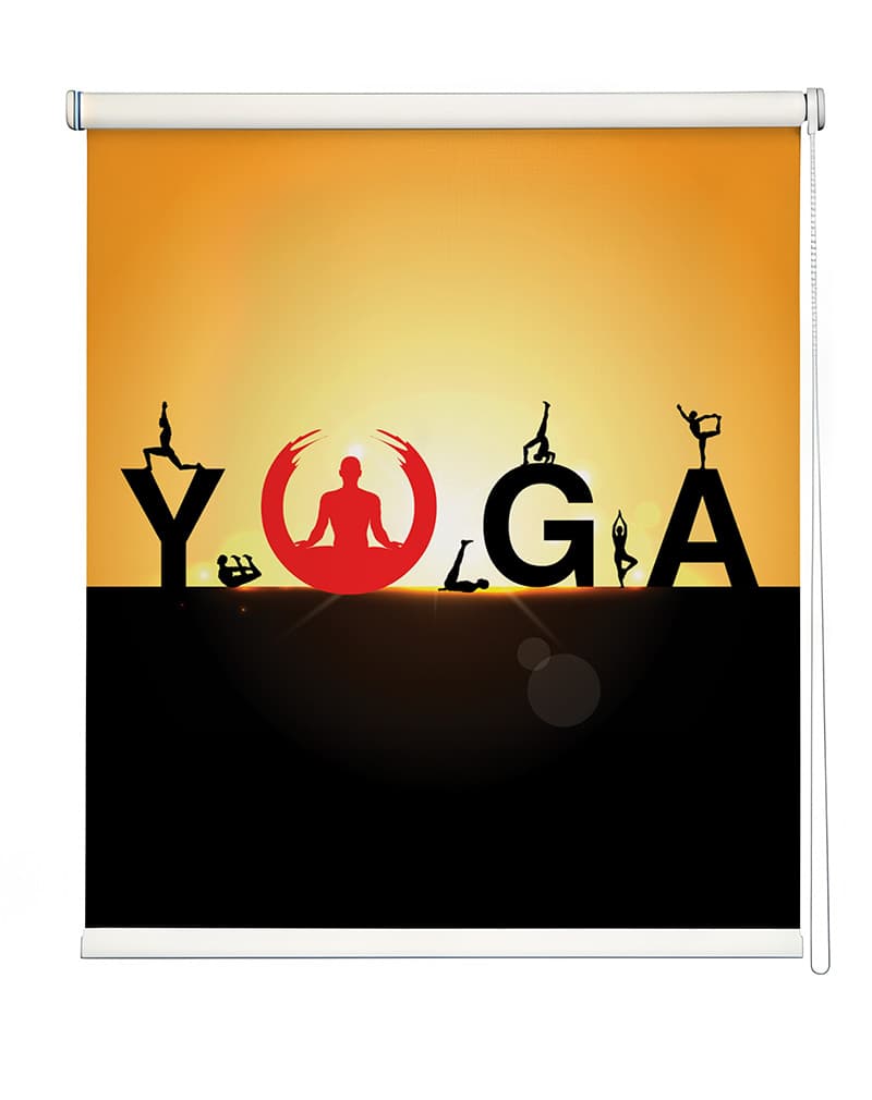 Yoga Theme Roller Blind shown in a room