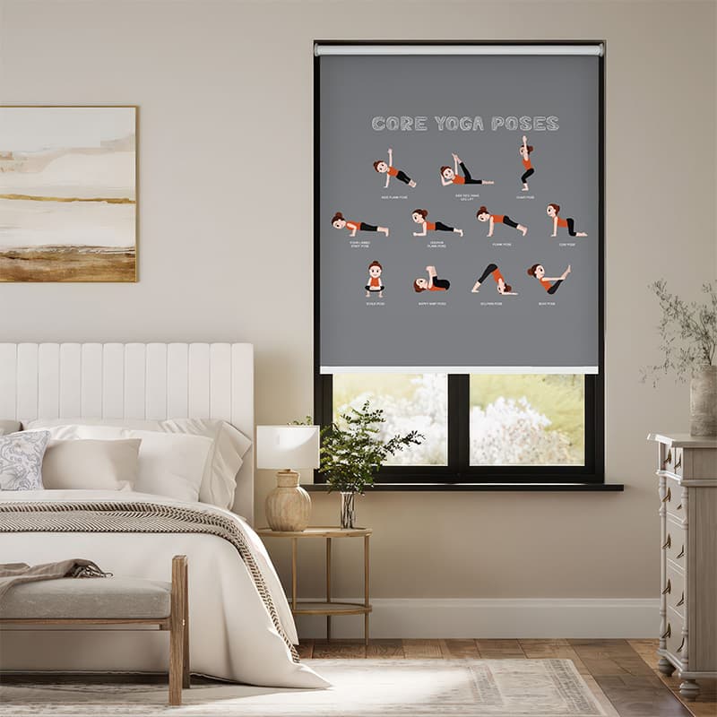 Core Yoga Poses Chart Roller Blind pattern detail