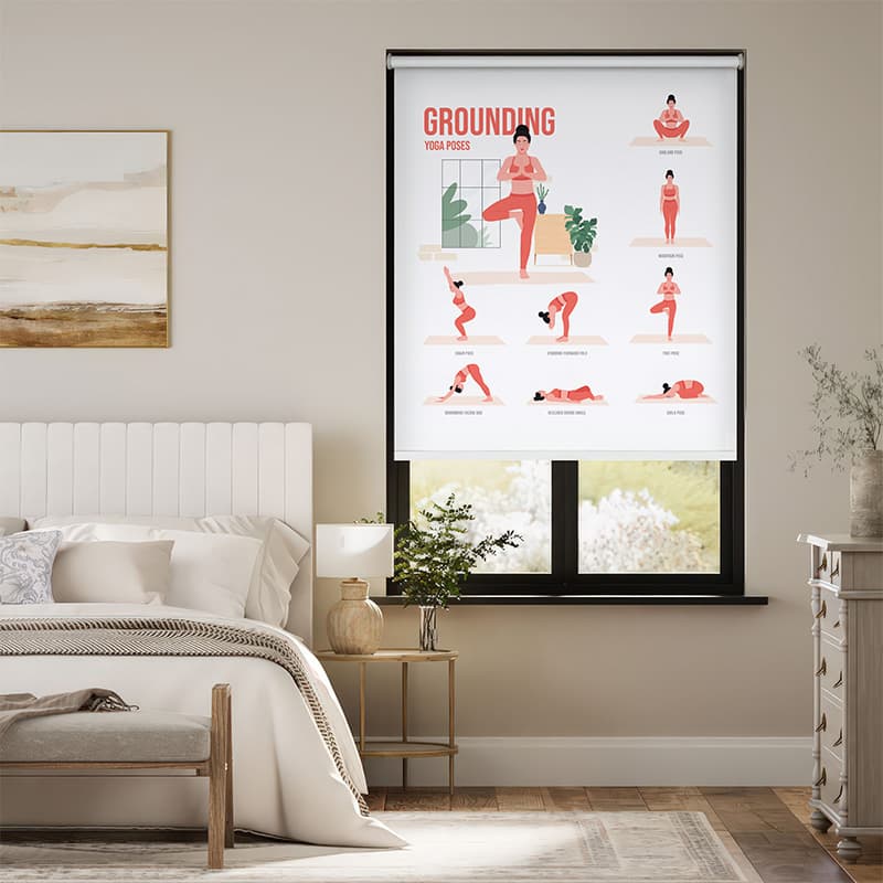 Yoga Poses Chart Roller Blind pattern detail