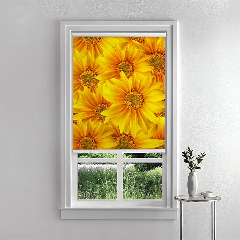 Vibrant Sunflower-Themed Roller Blind pattern detail